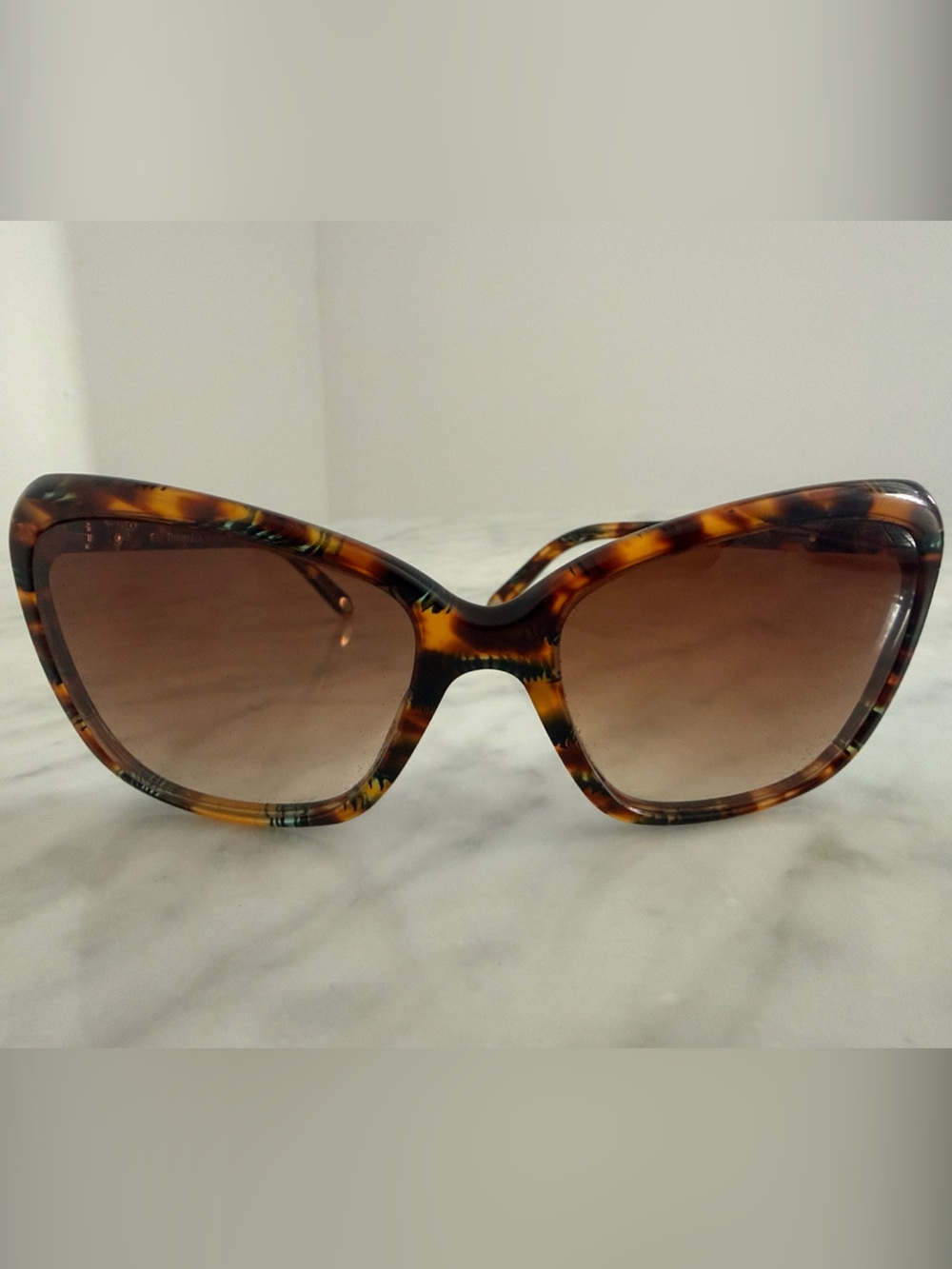 Tiffany & Co. Tortoiseshell Sunglasses with Brown Lenses and Floral Accents